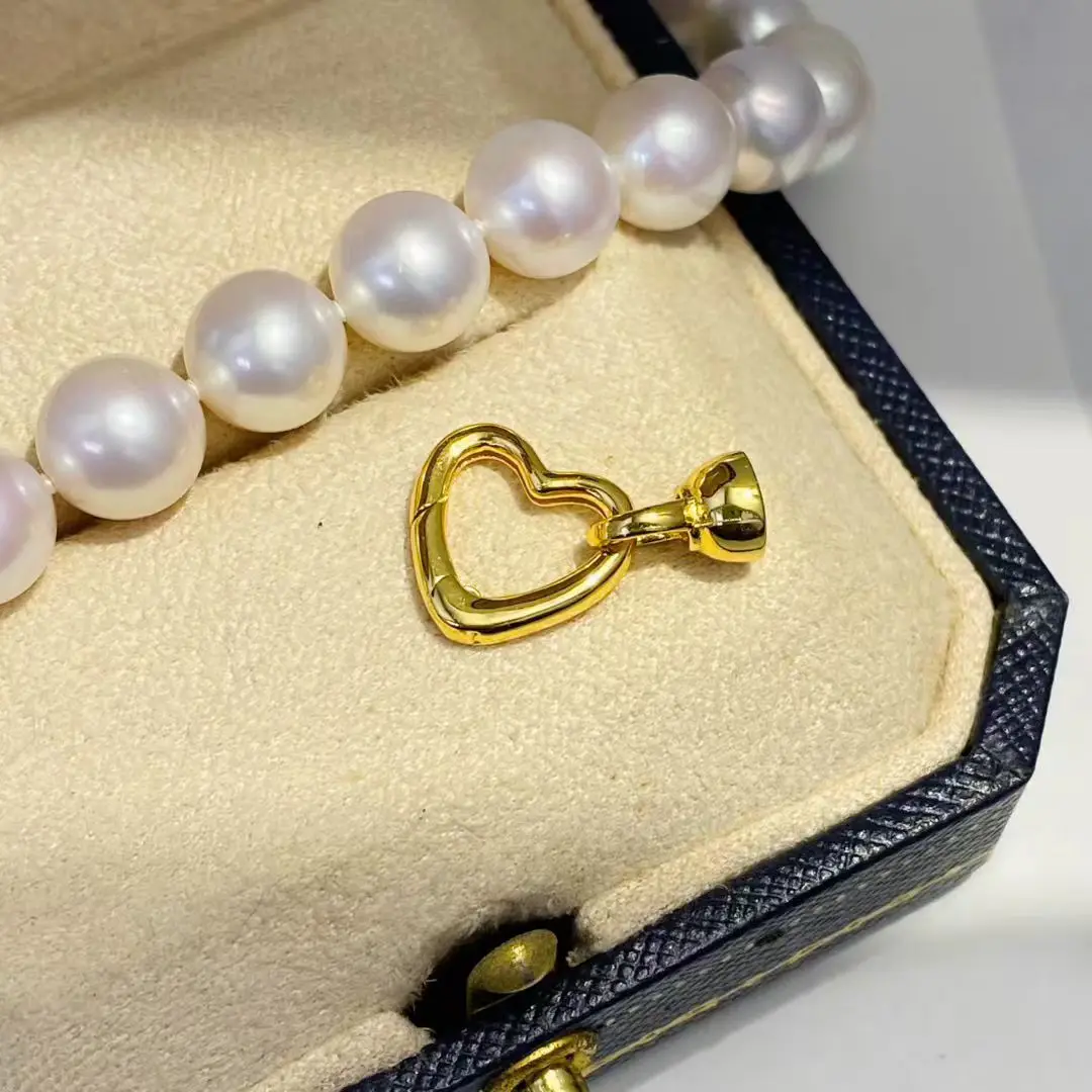 Wholesale DIY Heart Shape S925 Sterling Silver Pendant Necklace Bracelet Clasp Hook Accessories for 8-10mm Pearls 5pcs/lot