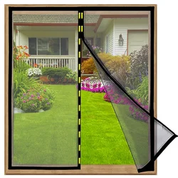 Mosquitera magnética para ventanas, cortinas antiinsectos de tul de aire negro, malla Invisible personalizada, tamaño especial de fibra de vidrio