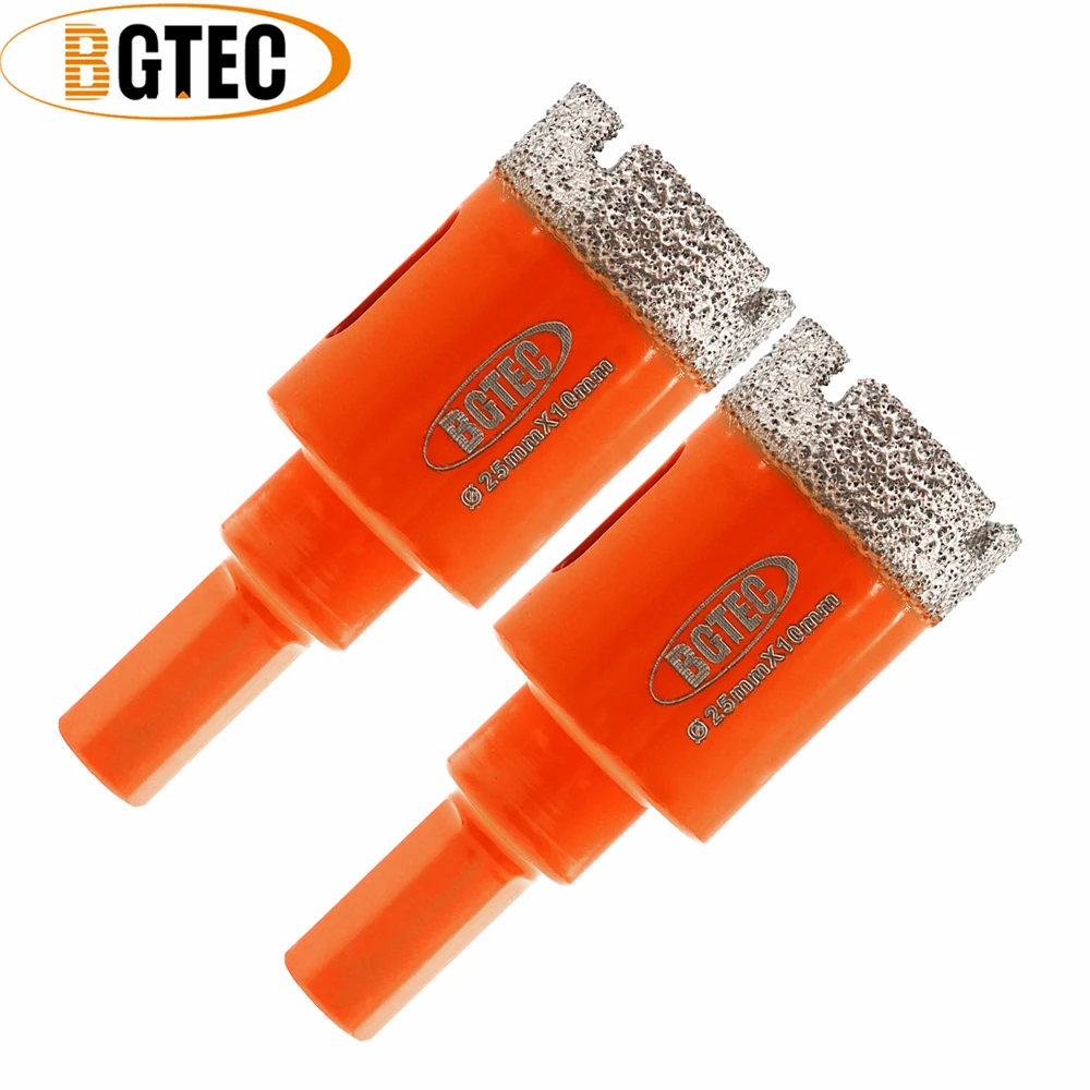 BGTEC 2pcs Dia25mm Triangle Shank Diamond Core Bits Drilling Crown For Marble Granite Masonry Brick Hole Saw Tile Drill Bits