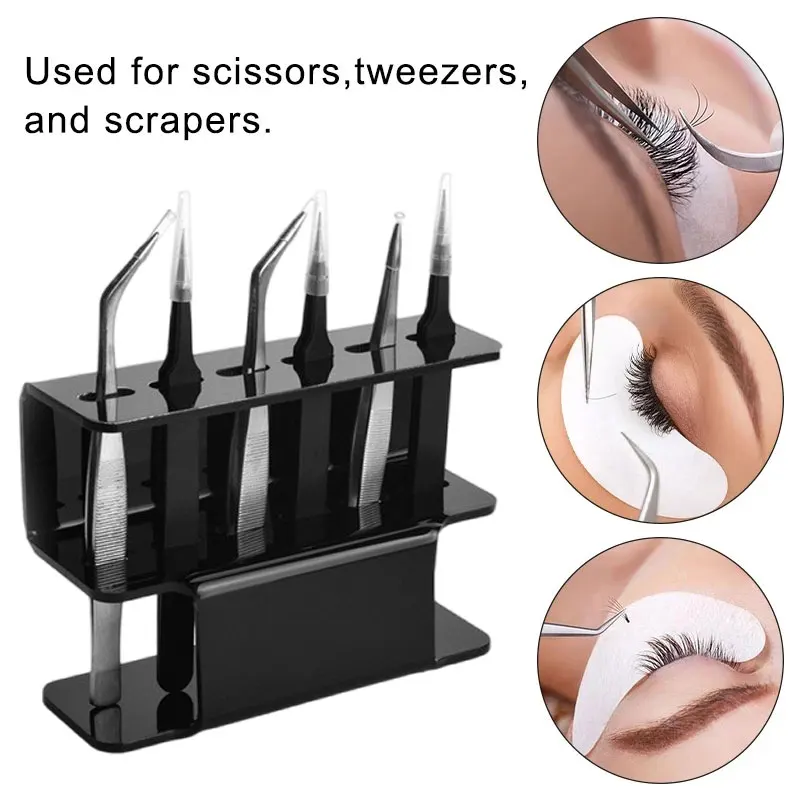 Eyelash Tweezers Storage Holder Stand 6 Holes Convenient Tweezers Stand Shelf Hold Eyelash Extension Tattoo Makeup Tool Acrylic