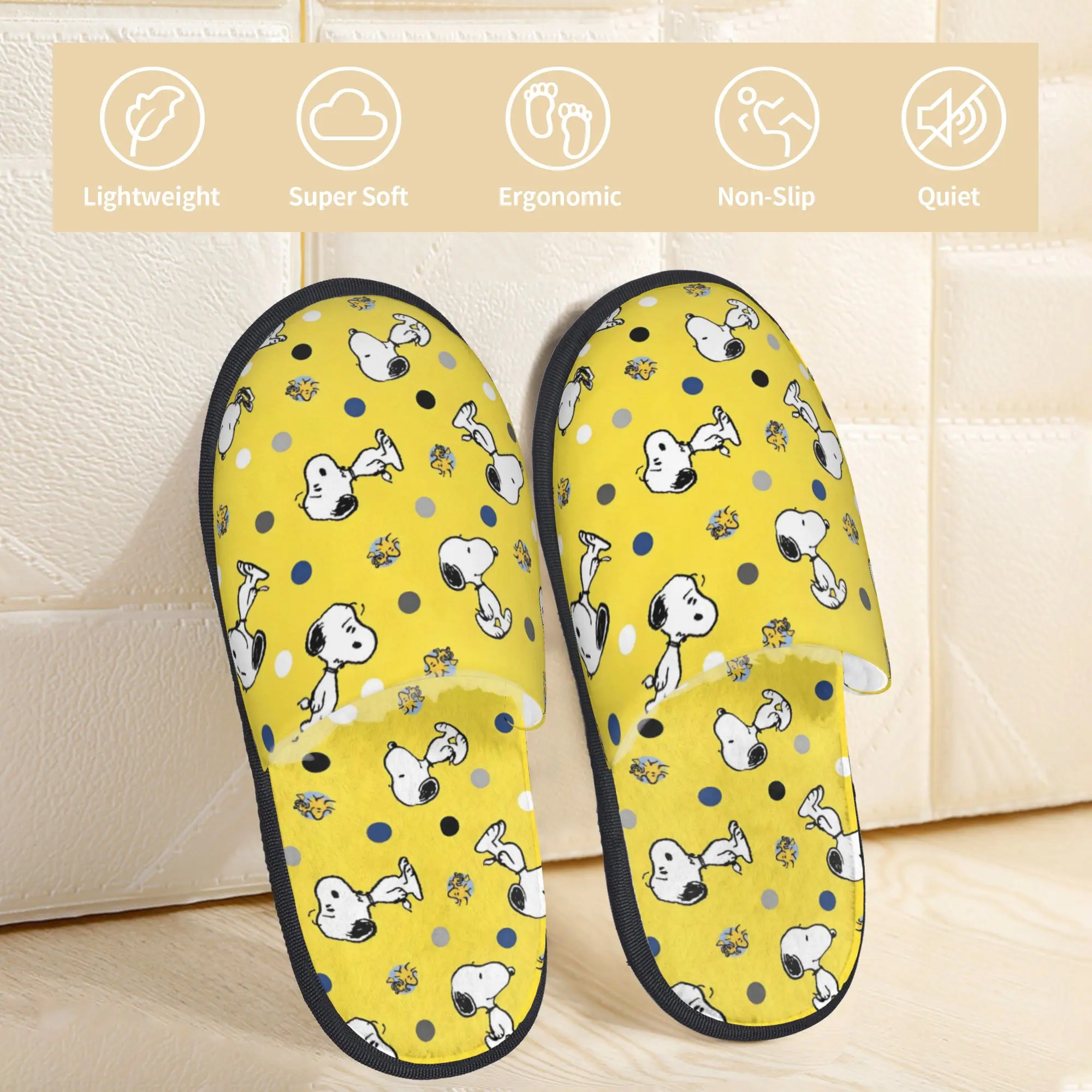 Custom S-snoopies Cartoon House Slippers Women Cozy Memory Foam Dog Anime Slip On Hotel Slipper Shoes