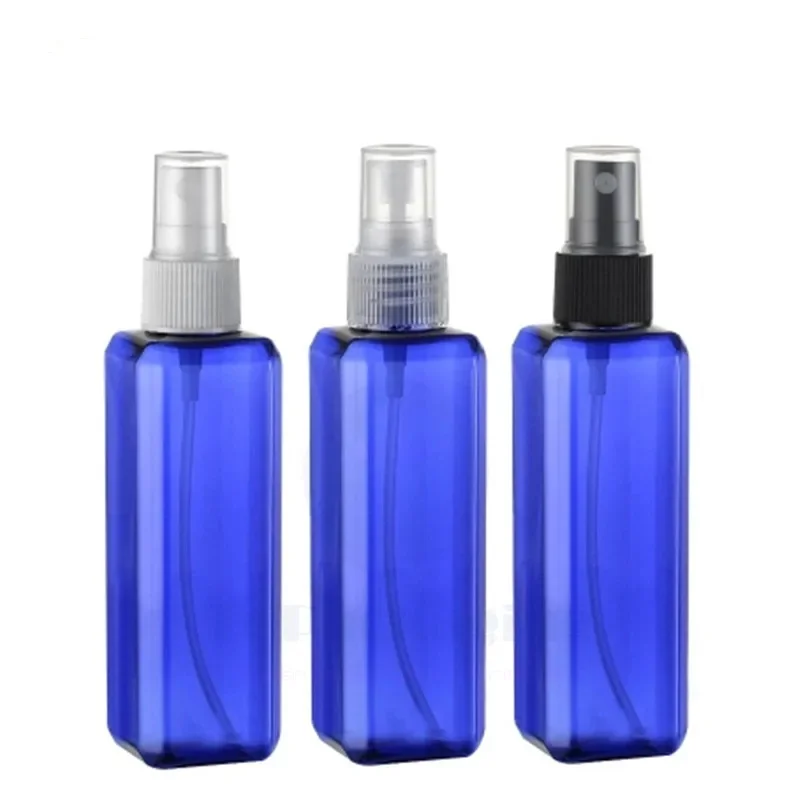 

30PCS*100ML Spray Pump Bottle Blue Plastic Square Cosmetic Container Empty Perfume Makeup Refillable Packing Fine Mist Atomizer