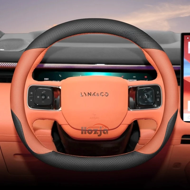 

Double D Leather Car Steering Wheel Cover for LYNK&CO 01 02 Z20 06 09 08 900 Steering Covers Interior Accessories