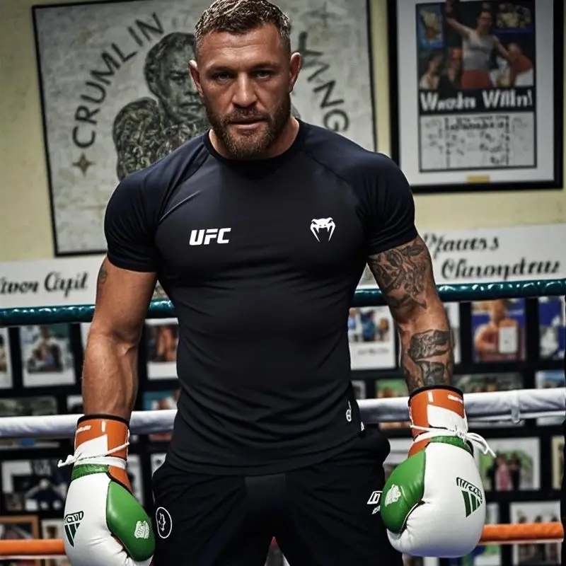 UFC Fighter Style Rash Guard Compression Shirt MMA Boxing Sanda Quick Dry Anti Chafe Running Gym Fashion