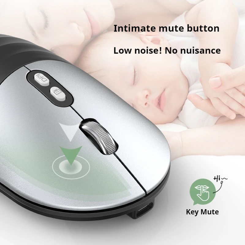 New Dual-Mode Silent Mouse With 5 Buttons 1600dpi Adjustable With Three Levels Of Dpi Compatible With Mobile Phones And Tablets