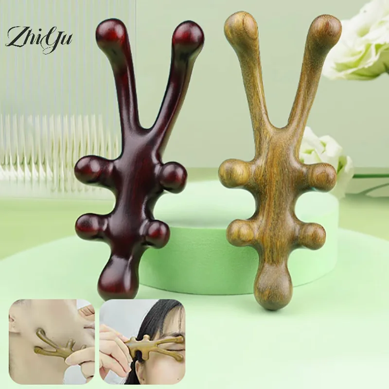 1Pcs Face Scalp Gua Sha Massager Nose Shaper Natural Facial Wooden Sandalwood Wide Tooth Combs Massage Tool For Guasha Scraping