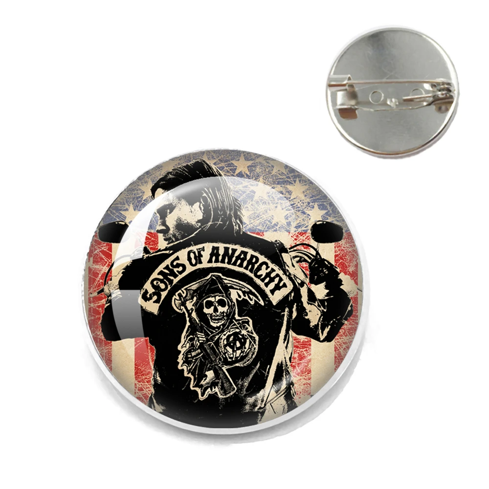 Personalization Son Anarchy Charming Skull Death Enamel Brooch Pin Lapel Metal Pins Brooches Badges Jewelry Gifts