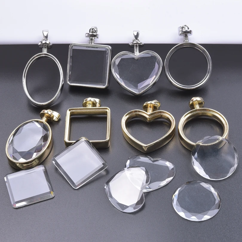 1Pcs Glass Crystal Floating Charms Living Memory Heart Locket Pendants For DIY Jewelry Making Medallion Necklace for women Gifts