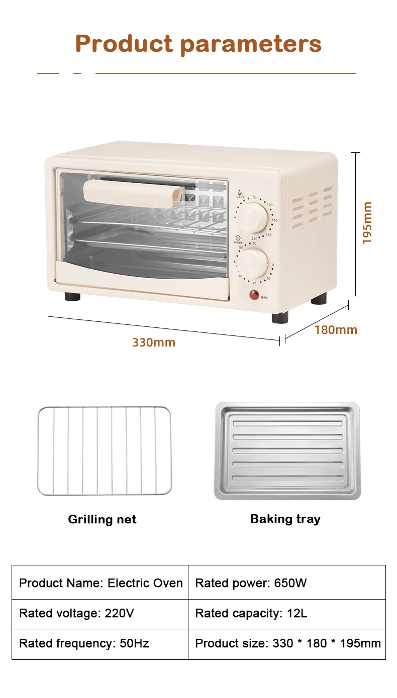 DMWD Household Electric Oven 15L Small Cake Baking Making Oven Multifunctional Desktop Pizza  Bread Baking Machine Toaster