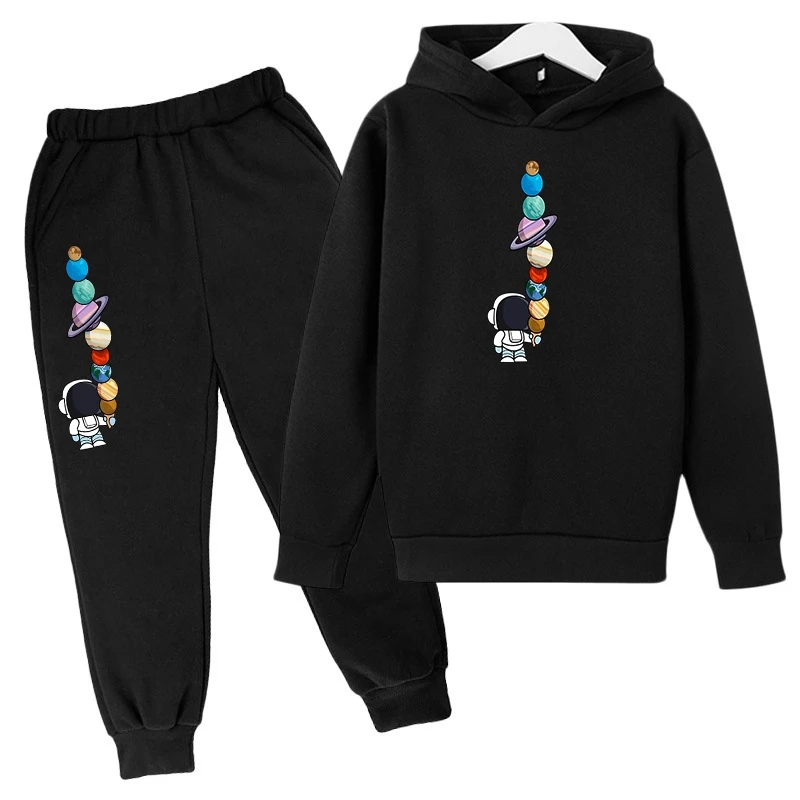 Kids Hoodie Spaceman Sweatshirt Top + Pants 2p Jacket Boys Girls Preschool 3-12 Years Old Beautiful Girl Sunshine Athleisure Set