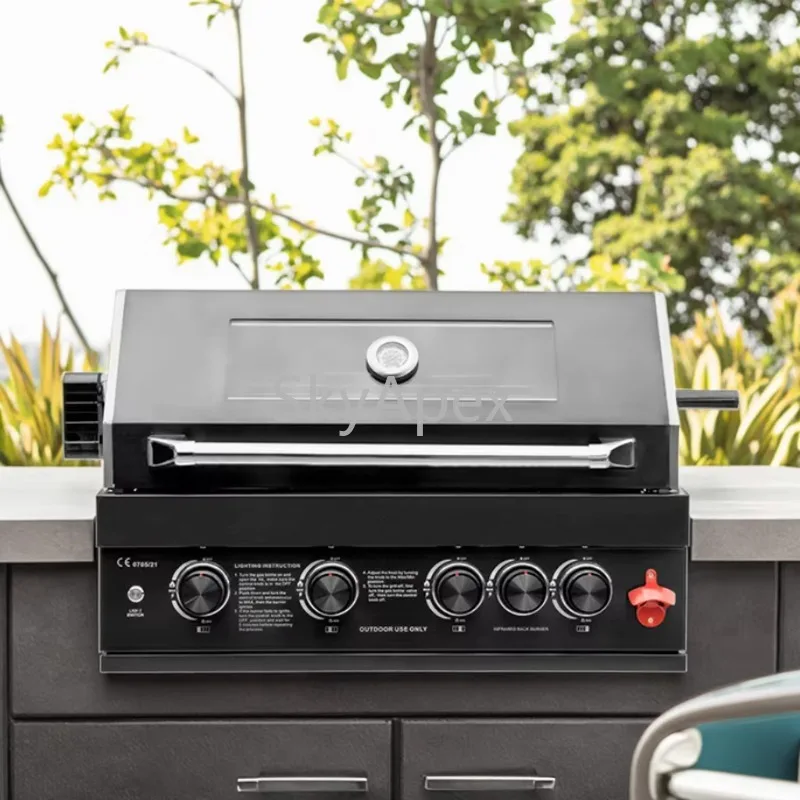 Premium Quality SUS 304 Black Titanium Built In Gas BBQ Grill Outdoor Kitchen Heat Resistant  Non  Stick  Grate  Backyard  Patio