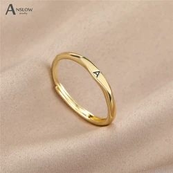 Anslow Fashion Exquisite Simple Initial Letter Rings For Women Tiny A-Z 26 Creative 26 English Alphabet Party Accessories Gift