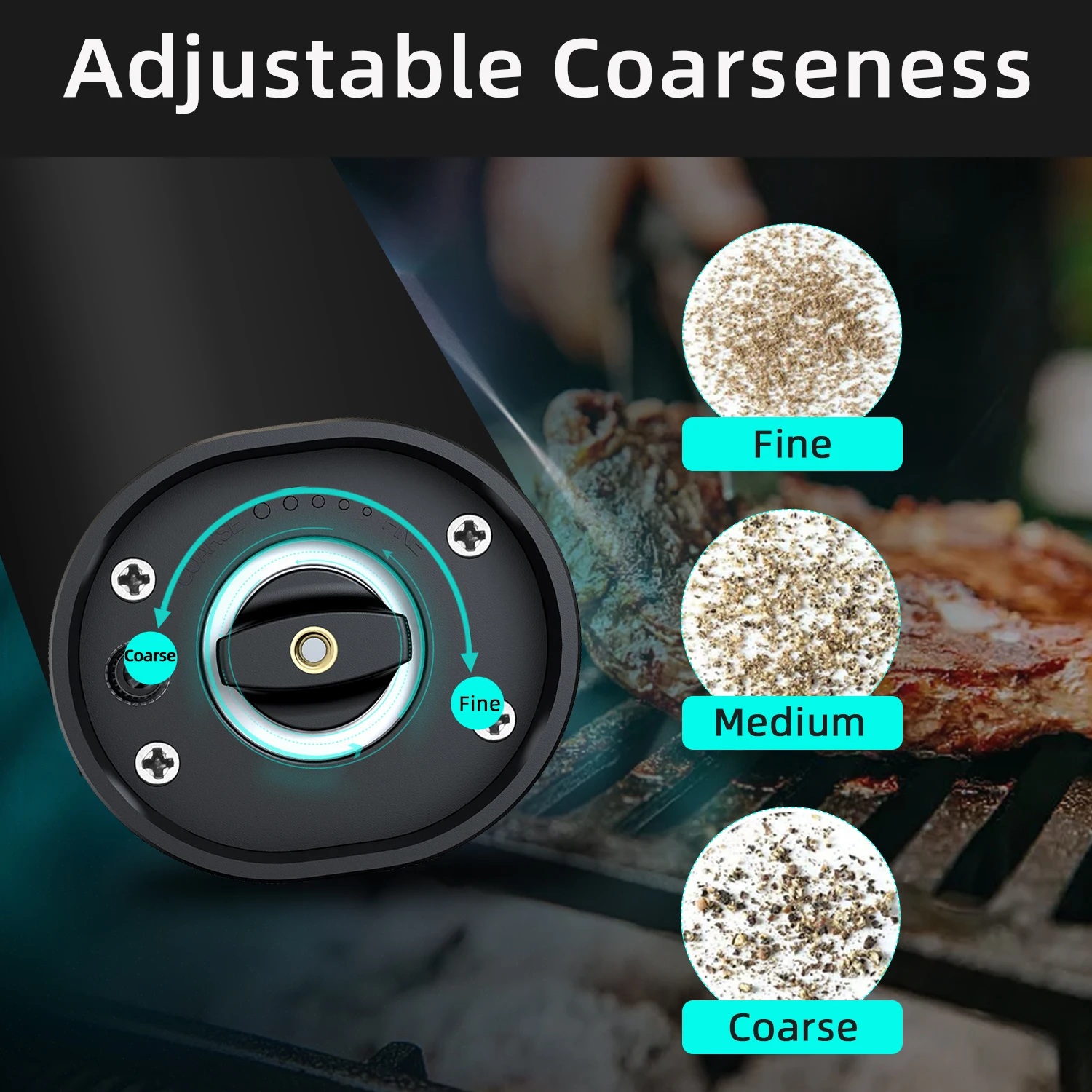 Automatic Electric Salt and Pepper Grinder Mill Set Ceramic Core With Led Light Adjustable Coarseness Spice Grinder Cooking Tool