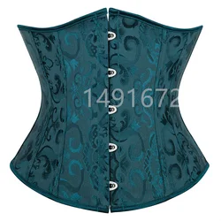 Green Corset Underbust Bustier Sexy Waist Cincher Vintage Corselet Top Women Lace Gothic Plus Size Victorian Costume Lingerie