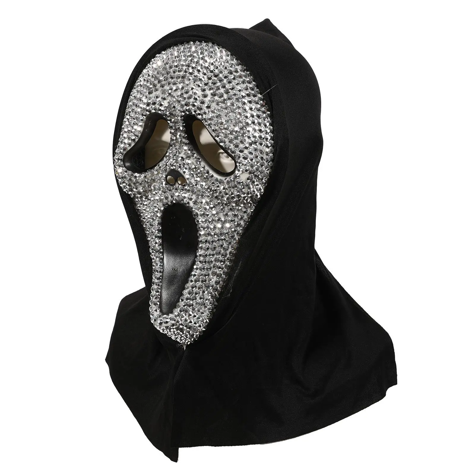 Nuevo producto de Halloween con máscara facial de fantasma de diamante, disfraces de baile de maquillaje, accesorios de Cosplay para adultos