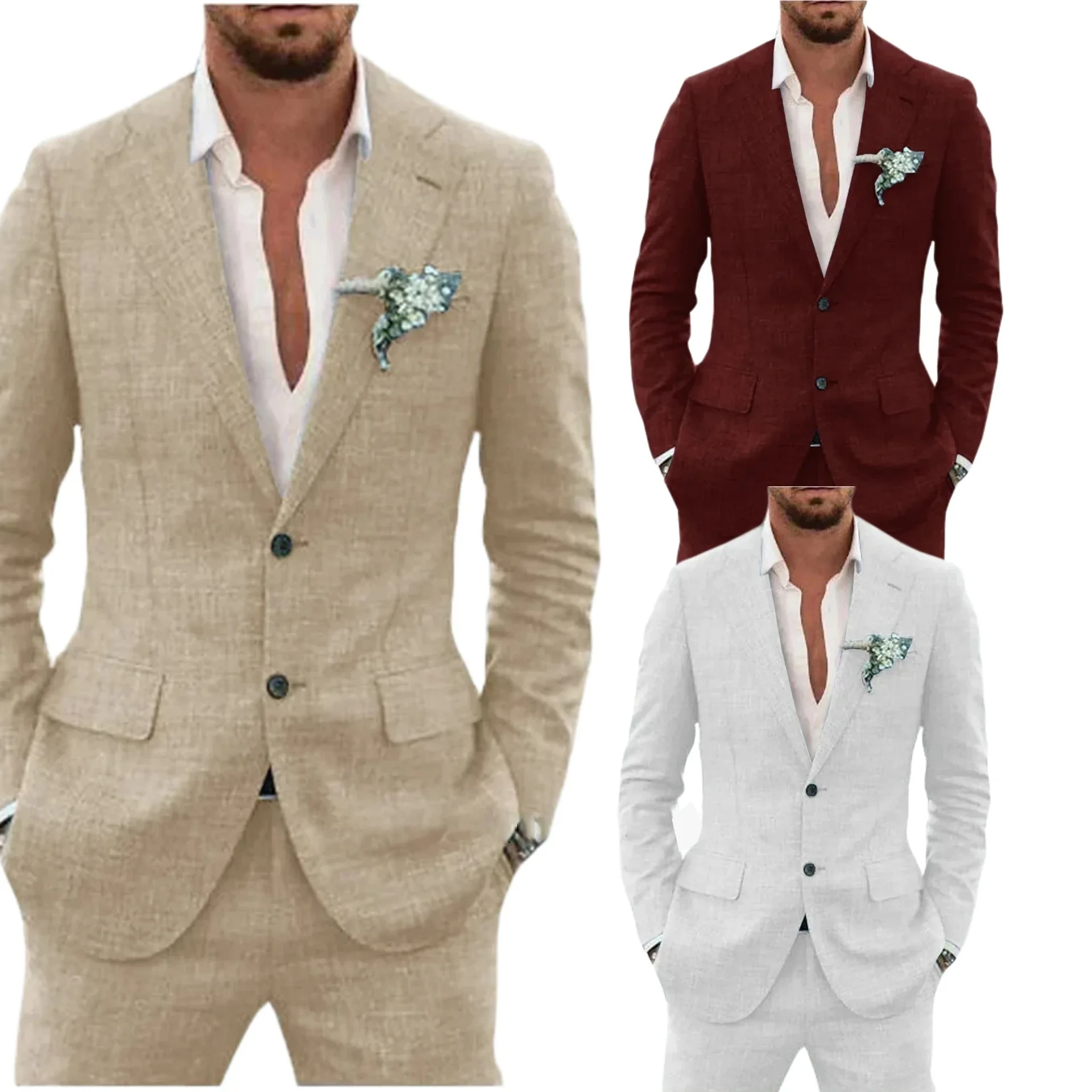 

Adult Two-Piece Suit Casual Men's Wedding Par Faionable Slim Fit Western Suit Cross-Border Busin Gentleman Summer Wear