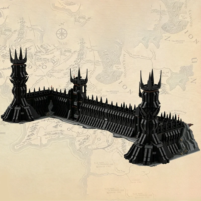 Set de Construcción de Ladrillos MOC Modelo de Película: Castillo, Muro de Ciudad Negra y Puerta - Tecnología Modular, Regalos Festivos, Juguetes de Ensamblaje para Niños