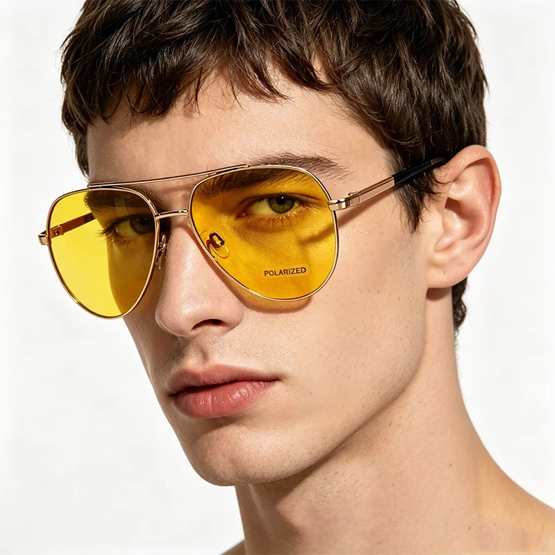 Aviation Polarized Sunglasses For Men Women Fashion Vintage Retro Night Vision Driving Fishing Yellow Sun Glasses Goggle 2025