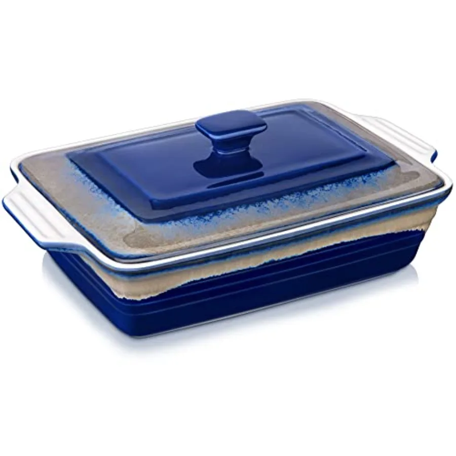

4.5 Quart Ceramic Casserole Dish with Lid 9x13 Baking Dish for Oven Lasagna Pan Deep with Handles Stoneware Bakeware Oven and D