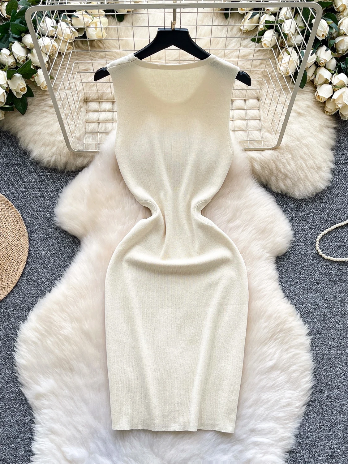 Ele High-End-Strickjacke mit Diamantenbesatz, Svel-Wickeltaille, Dr. French Sle Quastenrock für Damen, Sommersaison