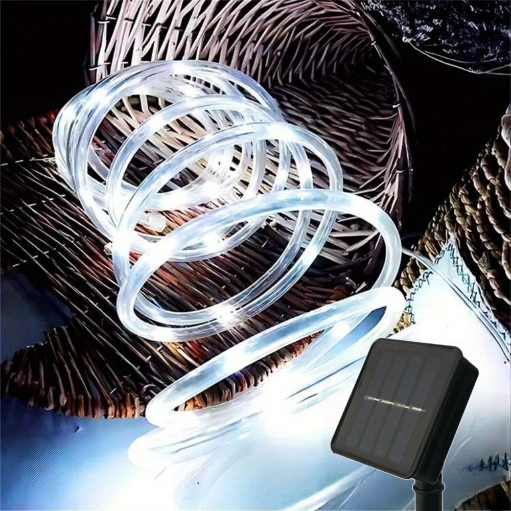 LED Solar Strip Rope Tube Fairy Light Solar Powered Garland String Light Christmas Decor for Outdoor Garden Lawn Tree Yard Fence