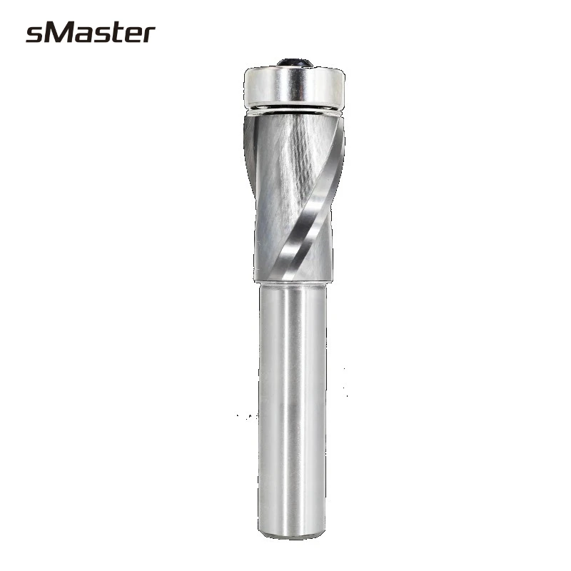 1/2" Shank Solid Carbide Upcut Flush Trim Router Bits End Bearing for Wood Template Pattern Trimming Two Flute -