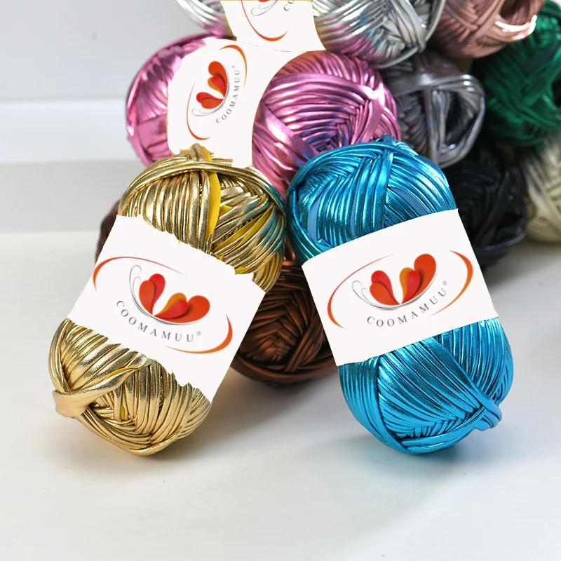 100g Kunstleder-Häkelgarn Neuartiges Funktionales Nähgarn Magische Farbe DIY Handstrickgarn Glänzend für Kissen Garnknäuel für T-Shirts