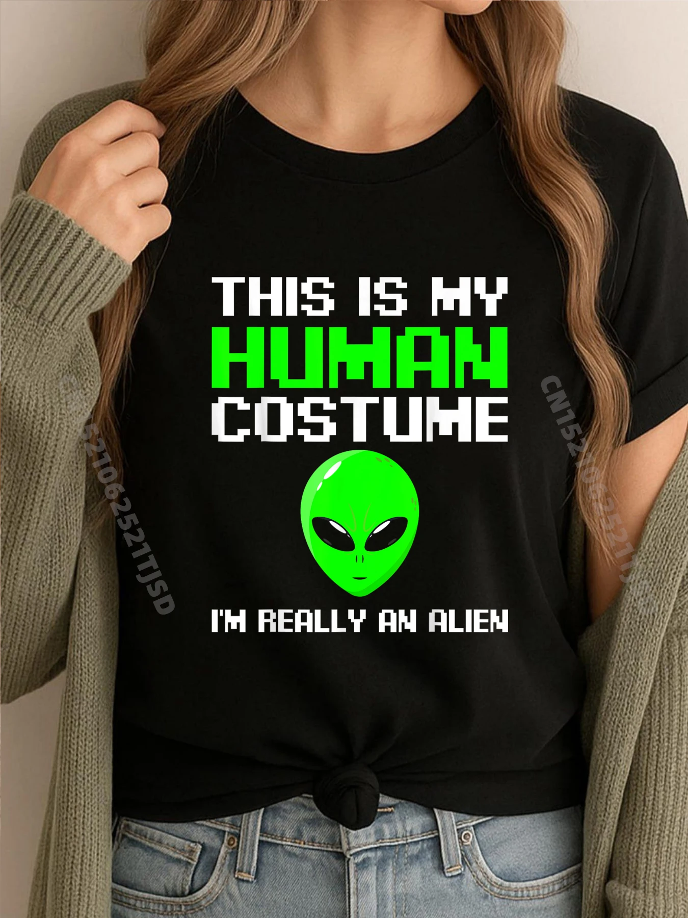 

Костюм «Я действительно инопланетянин», страшные странные детские забавные футболки на Хэллоуин, женская мужская футболка высокого качества, Camisetas