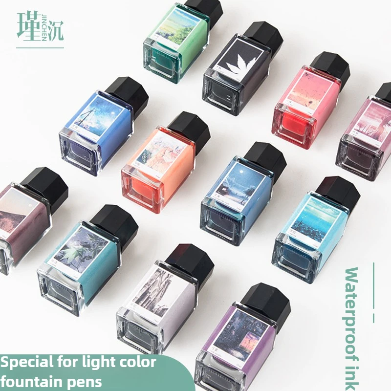 

JINCHEN 12 Colors Fountain Pen Ink Waterproof Quick-Dry Pastel Ink for Dip Pen Calligraphy Watercolor School Supplies Stationery