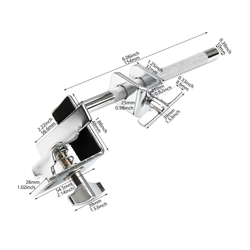 652D Cowbell Clamp, Drum Mounting Bracket Drummers Hoop Mounted Clamping Jaw Adjusted Height Rod Arm Standard Holder