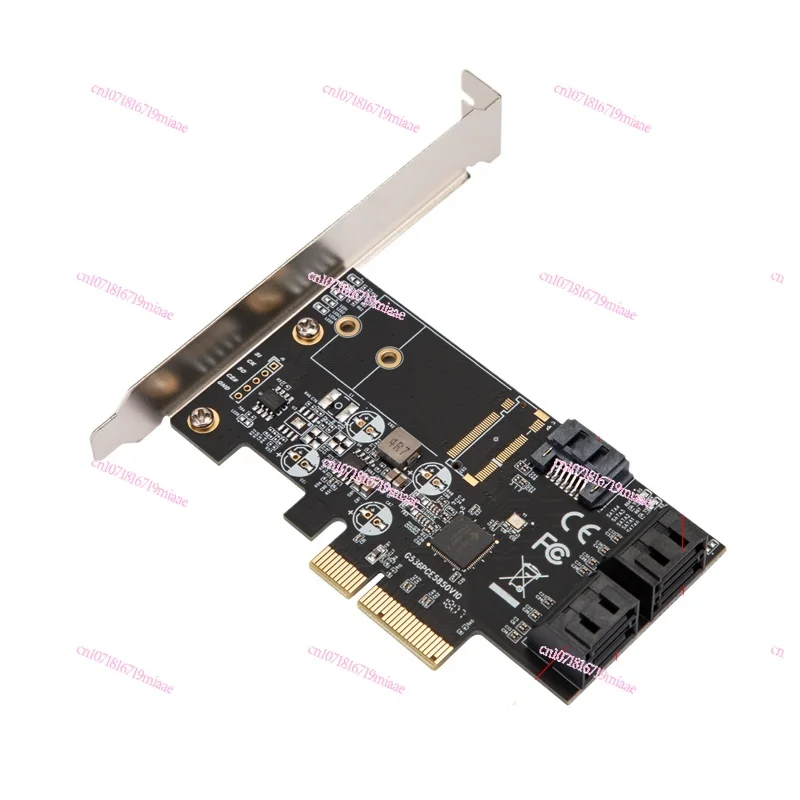 Pcie3.0x4 to 5-Port Sata3.0 Extended Card Hard Disk Transfer Jmb585 Core Drive-Free Black Dress Feiteng