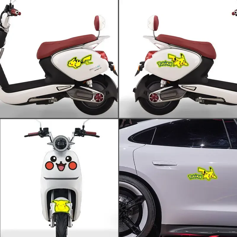 Pokemon Anime Luminous Sticker Pikachu Reflective Car Sticker Night Motorcycle Cute Sticker Children\'s Toy Birthday Gift