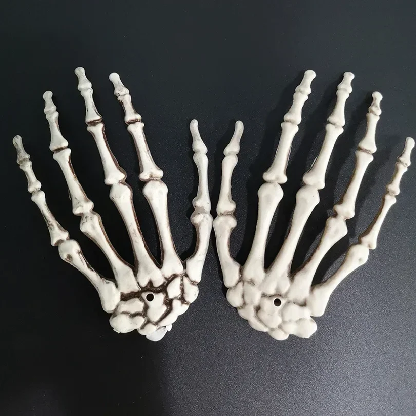 1 Pairs Halloween Decoration Props Halloween Decoration Realistic Life Size Skeleton Hands Plastic Human Hand Bone Plastic Hands