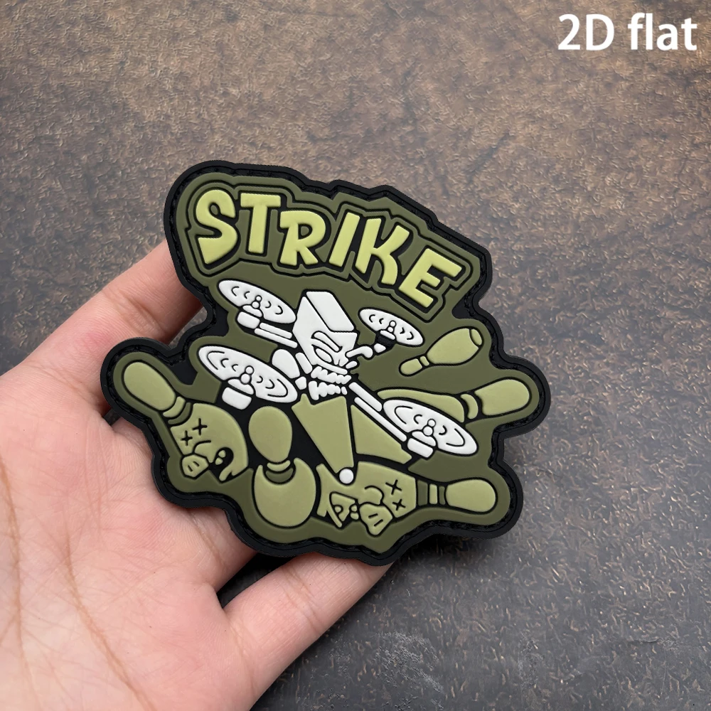 Trendy and Quirky Green Graffiti Aircraft Tactical Design with Black Border Pattern, 2D Flat Pvc Material with Built-In Glow-In-The-Dark Effect, Arm Patch, 3D Embossed Border, Tear-Resistant, Versatile Tactical Clothing, Workwear Jacket, Combat Vest, Outdoor Functional Apparel, Accessories