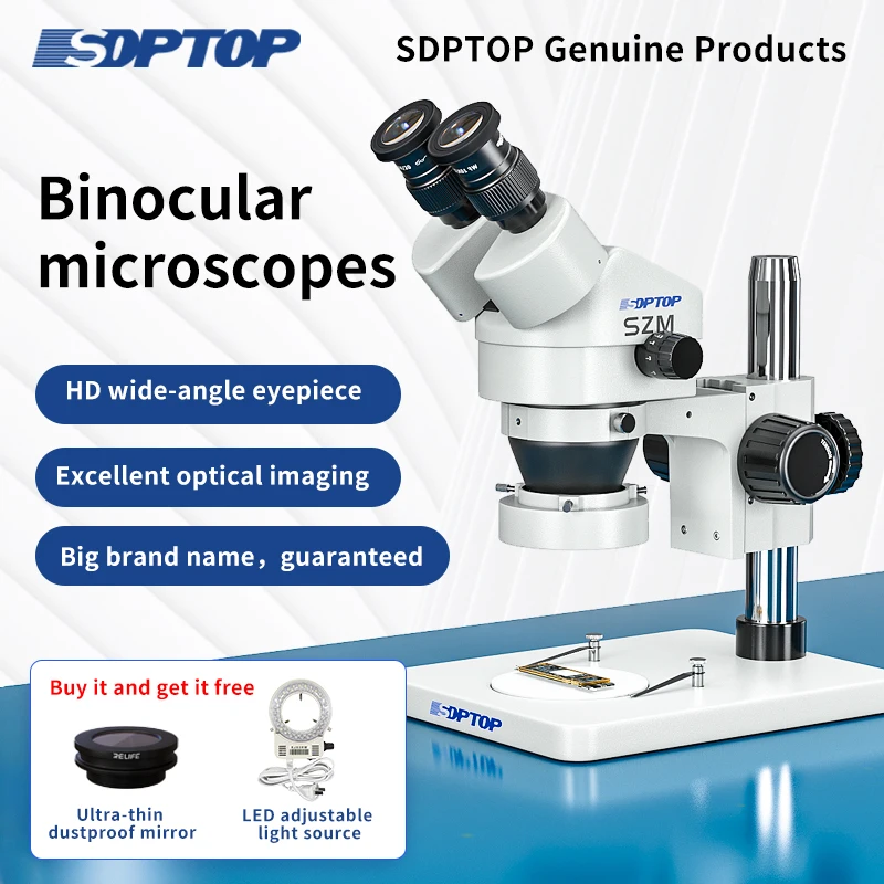 SDPTOP binocular continuous magnification, stereo microscope, magnification 7-45x, mobile phone computer repair microscope, send