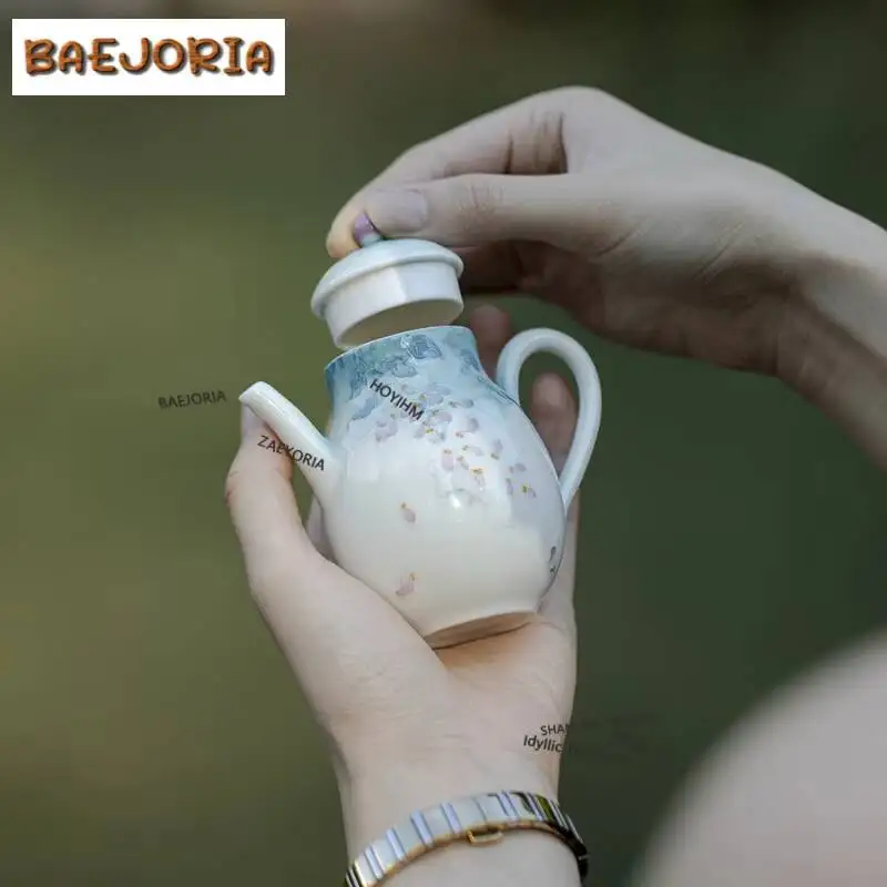 150ml Hand-painted Blue Vine Teapot Vintage Tea Infuser Pot Tea Making Kettle With Filter Dahongpao Teaware Ornaments