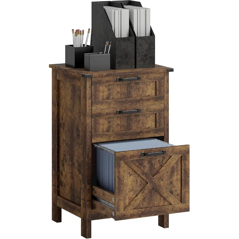 

3 Drawer File Cabinet with Silent Slides, Vertical Filing Cabinet for Hanging A4/Letter Size, Rustic Farmhouse Printer St