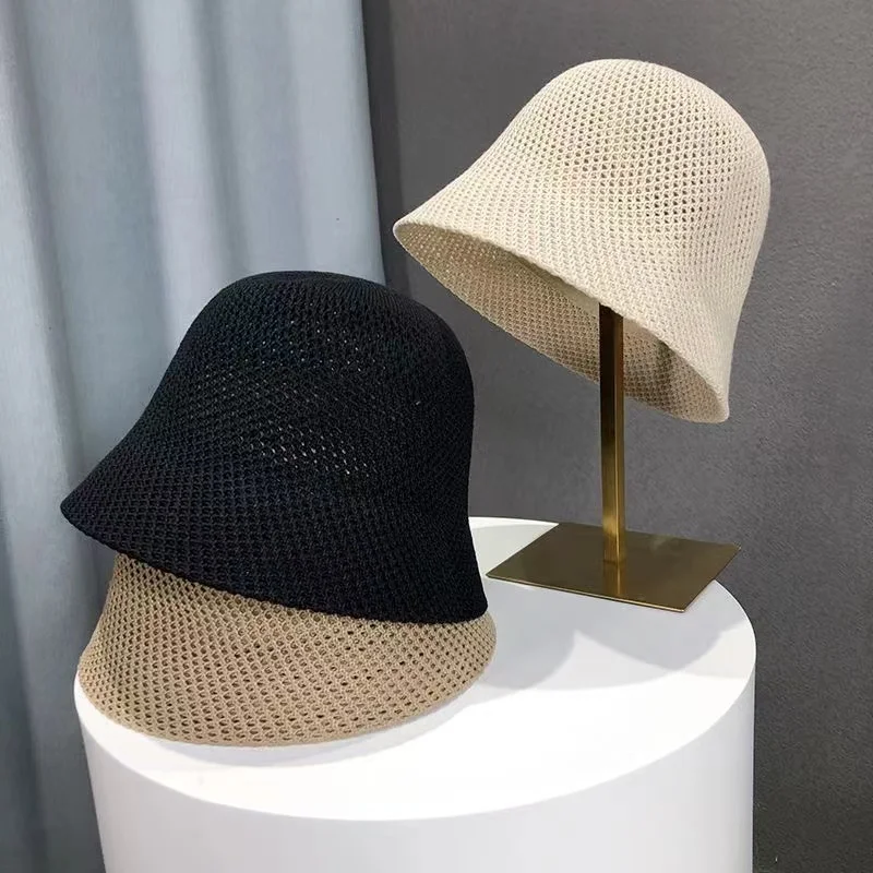 Spring Summer New Women Bucket Hat Female Fisherman Hat Hollow Thin Beach Sun Hat Panama Cap Japanese Hip Hop Ladies Cap