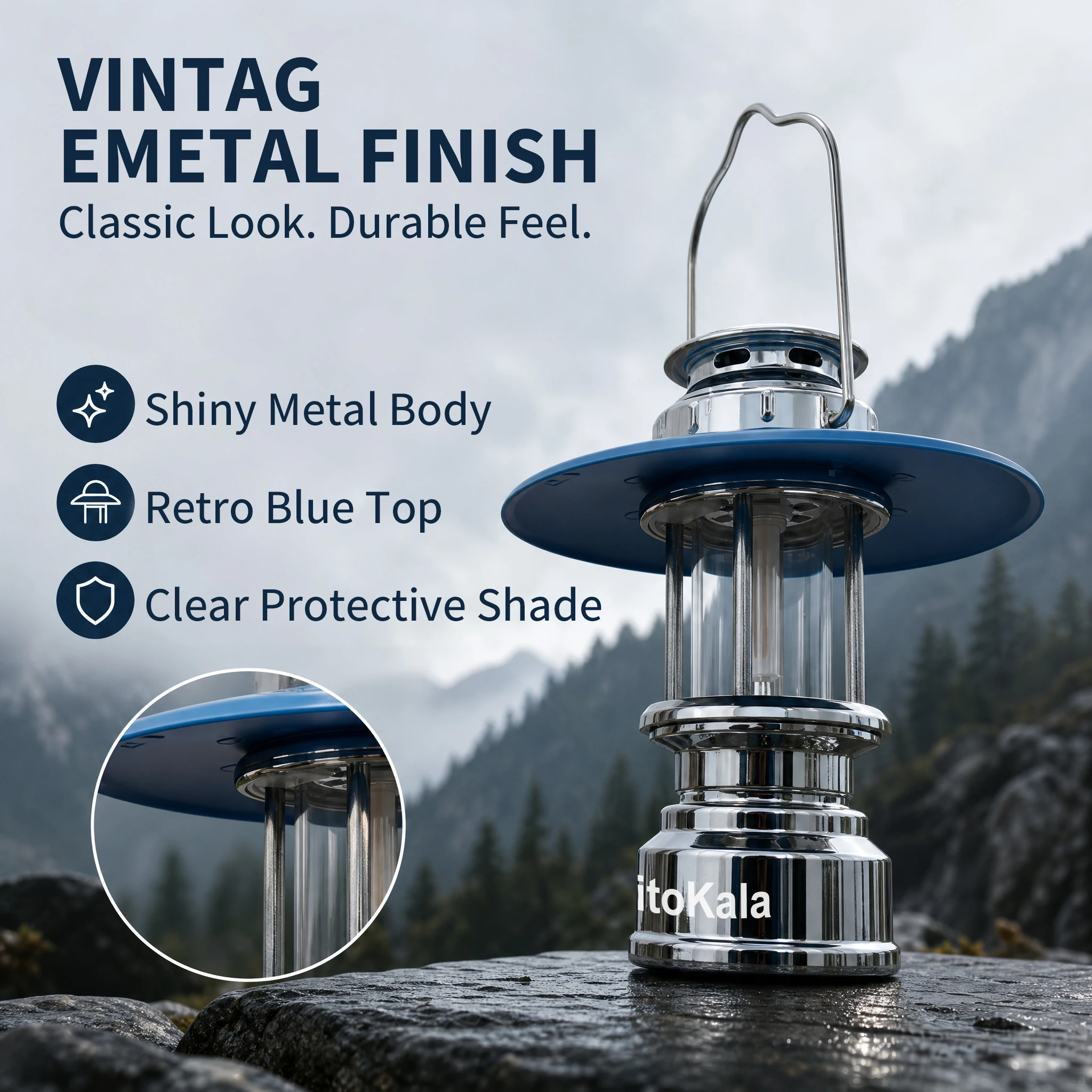KXK-K7 USB-C Camping Torch Portable Work Light 3 Modes Infinite Dimming Waterproof with Matching Alkaline Battery SKU