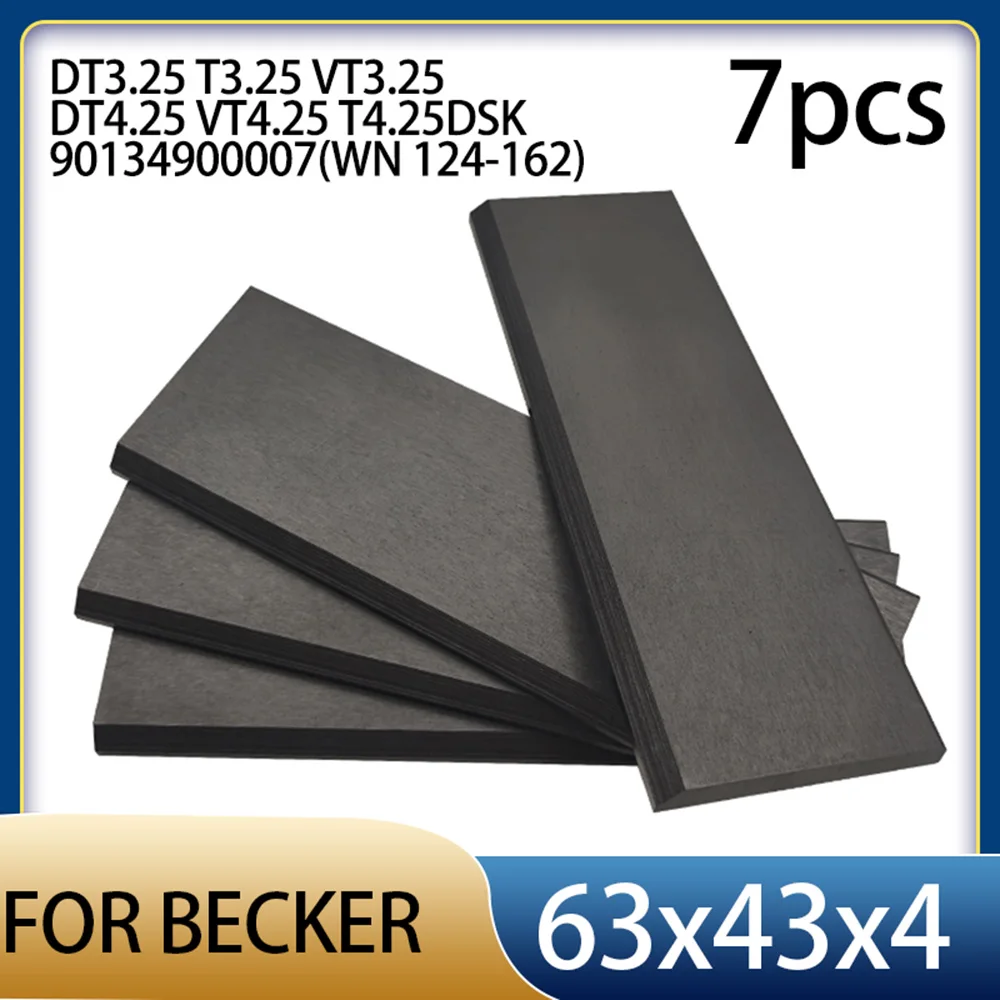 7pcs 63-43-4mm Carbon Vane 90134900007 WN124-162 for Becker Pump DT3.25 T3.25 VT3.25 DT4.25 VT4.25 T4.25DSK