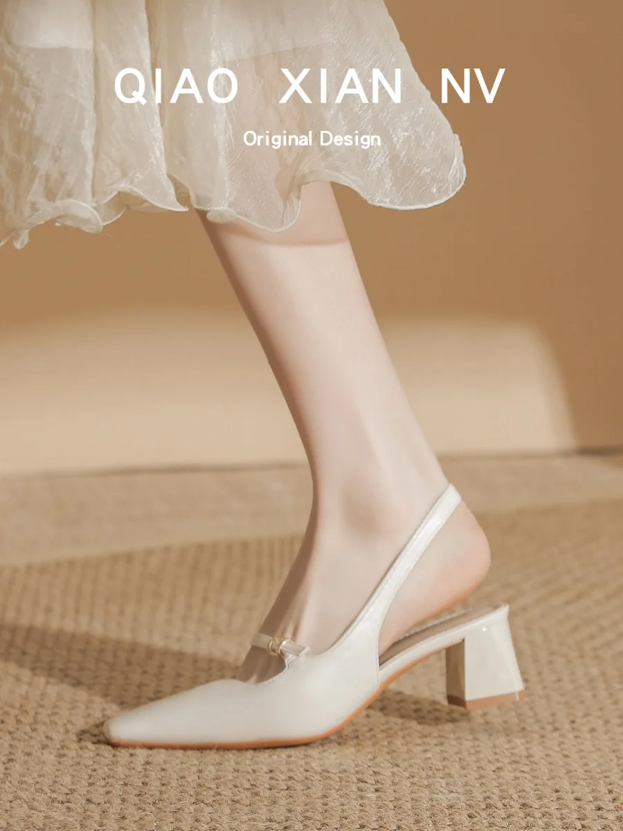 

Ультра-мягкие женские сандалии Mary Jane Single oes с открытым носком на высоком каблуке, летняя уличная одежда, Faionable Leather oes