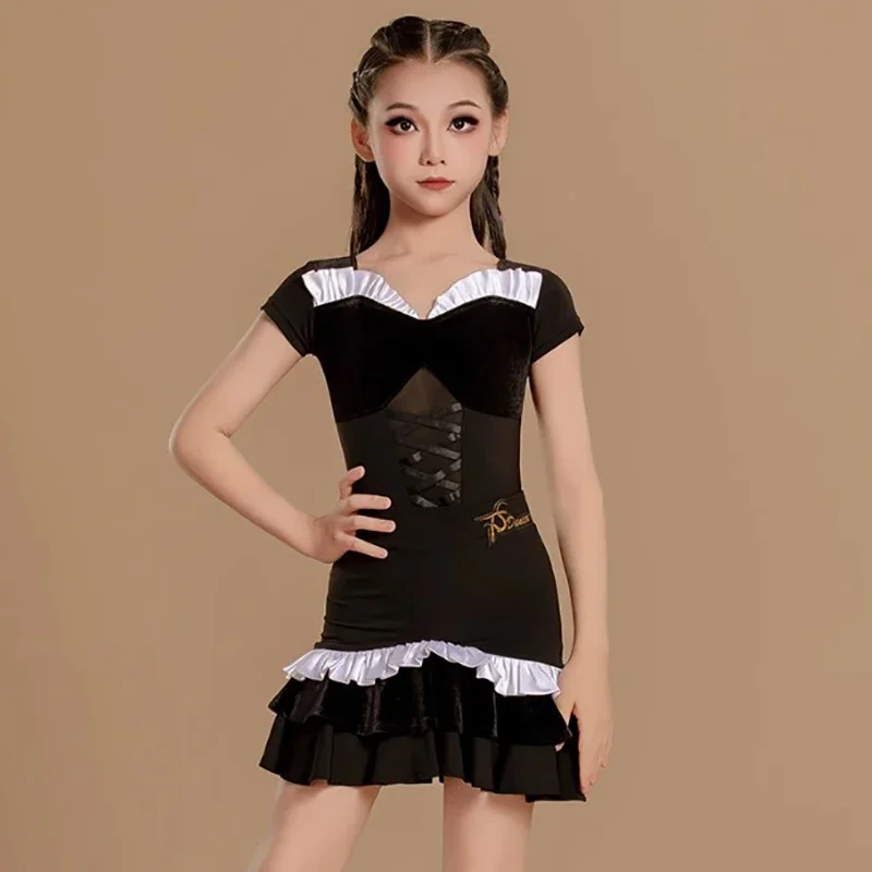 combinaison-de-danse-latine-pour-filles-jupe-plissee-a-volants-patchwork-en-velours-tenue-d'entrainement-vetements-de-danse-professionnels-pour-enfants