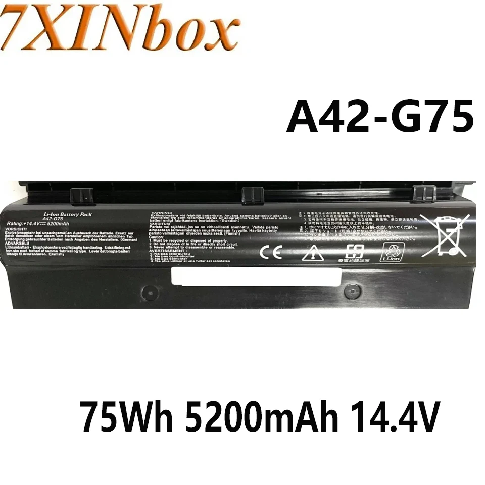 

7XINbox A42-G75 75Wh 5200mAh 14.4V Laptop battery for Asus G75 G75V G75VM G75VW 3D G75VX G75VW-TS71