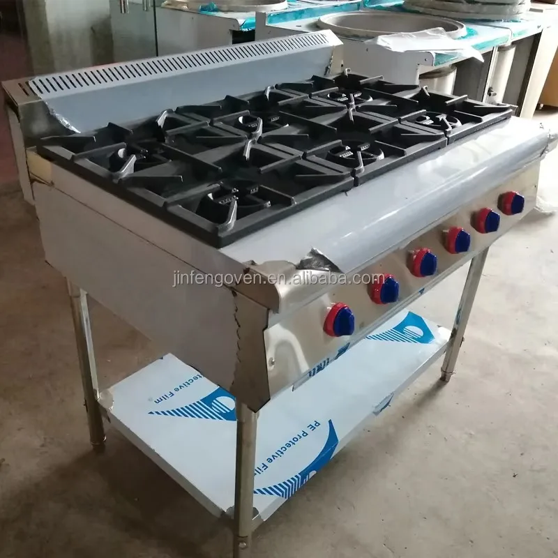Commercial Kitchen Equipment Professional 6 burner Gas Cooking Industrial Portable Gas Stove with Stand view 2