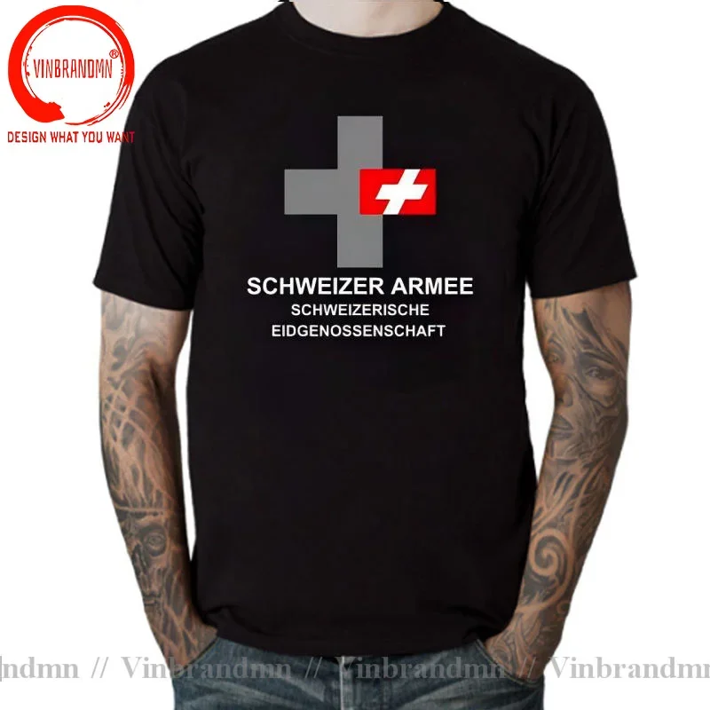 Army Swiss Confederation Switzerland CHE CH Confoederatio Helvetica t shirt new Tops Short sleeve Tactical Military country Tees