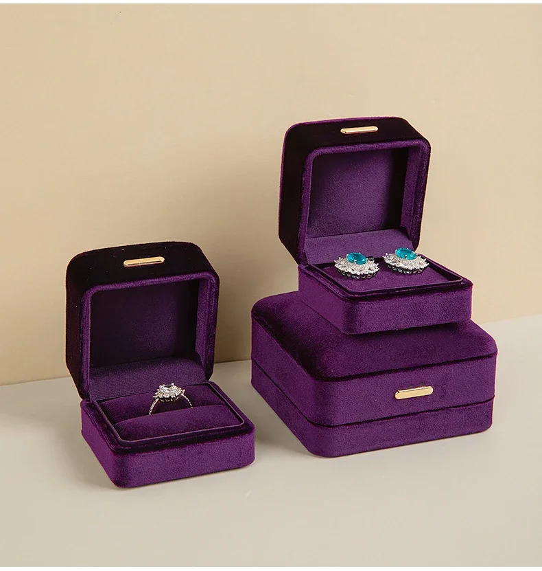 High End Rounded Edge Velvet Jewelry Storage Box with Multi Compartments for Earrings Rings Bracelets Necklaces Organizer Gift