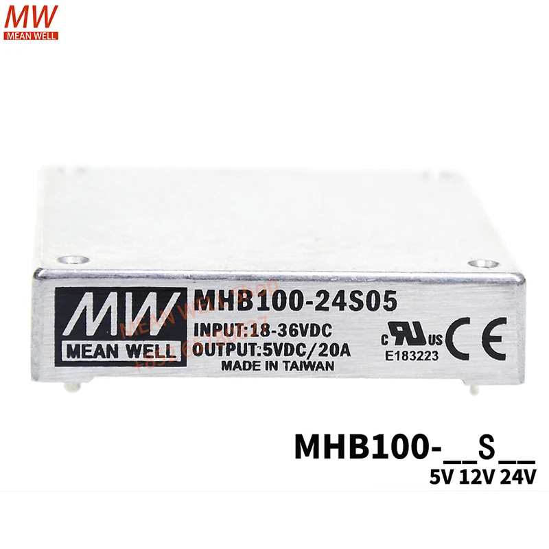 MEAN WELL Switch Power Supply 100W DC-DC Half-Brick Regulated Single Output Converter MHB100-24S05 MHB100-48S05 MHB100-24S12 24