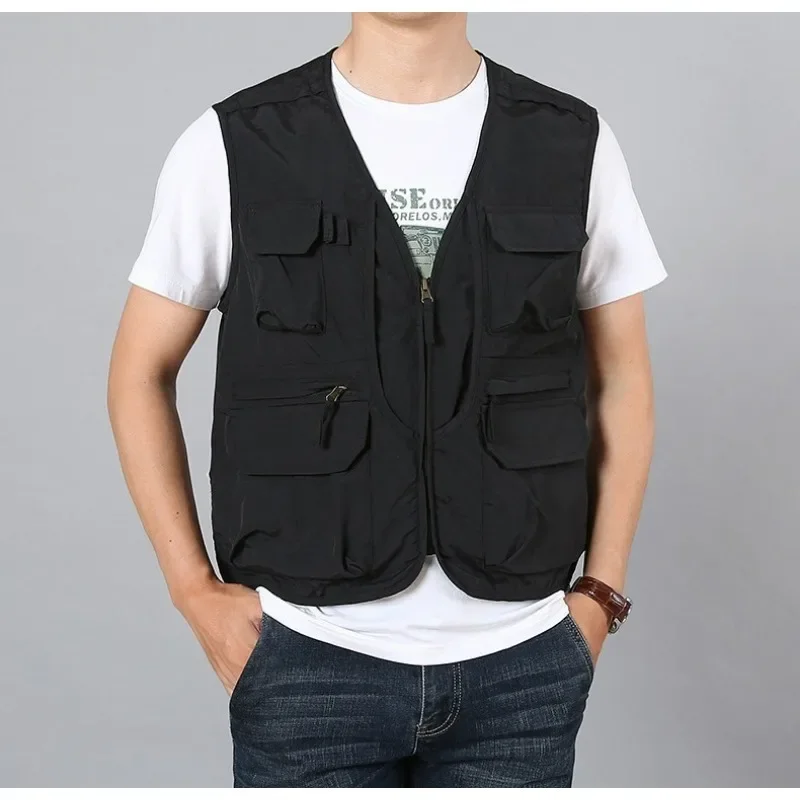 Padded Multi-pocket Man Vest Work Camping Men Sleeveless Tactical Jacket Lightweight Mountaineering Casual Large Size Men's Mens