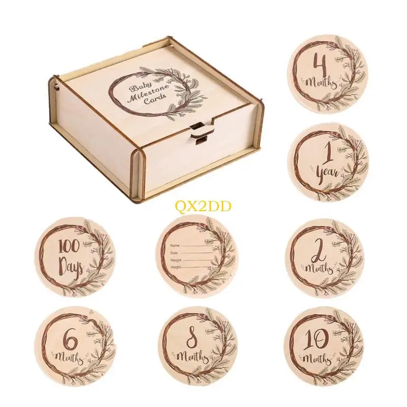 QX2D Infant Bear Milestones Card Baby Photoshoots Card Shower Gifts Parents Souvenir