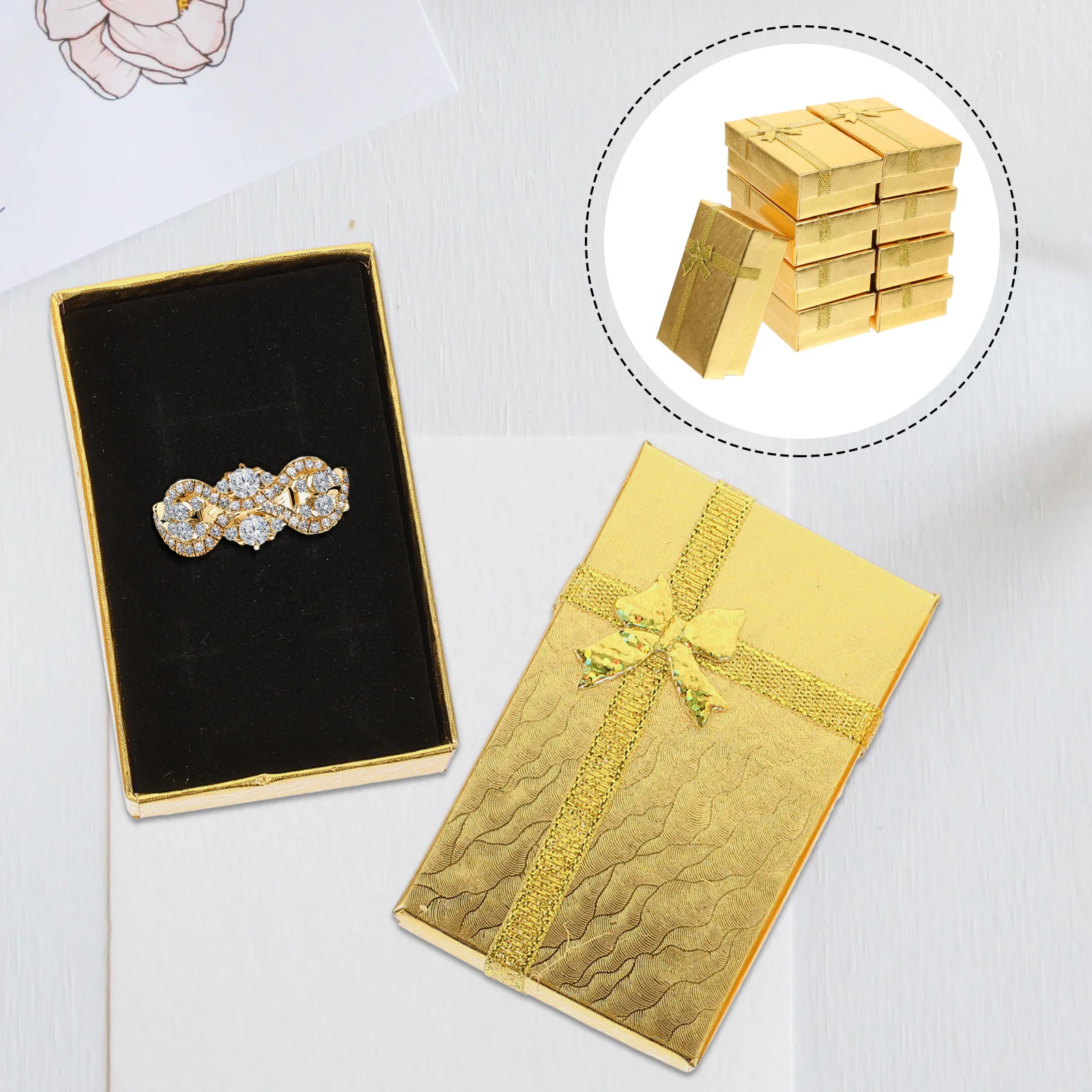 

24 Pcs Small Earrings Jewelry Case Pendant Boxes for Travel Jewellery Golden Container Organiser